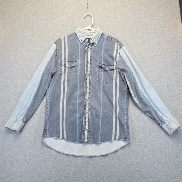 Wrangler Other - Vintage Wrangler Long Tails Distressed Denim Western Shirt Grunge Workwear